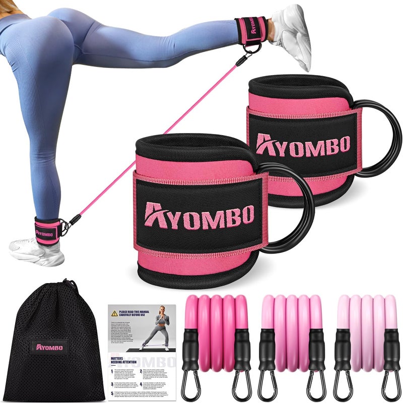 Ayombo Ankle Resistance Bands with Cuffs, Home Gym Workout Equipment, Lifting Glute Butt Exercise Equipment for Women, Ankle Weights Fitness Set, Leg Booty Equipment for Training Perfect Body Shape - Image 1